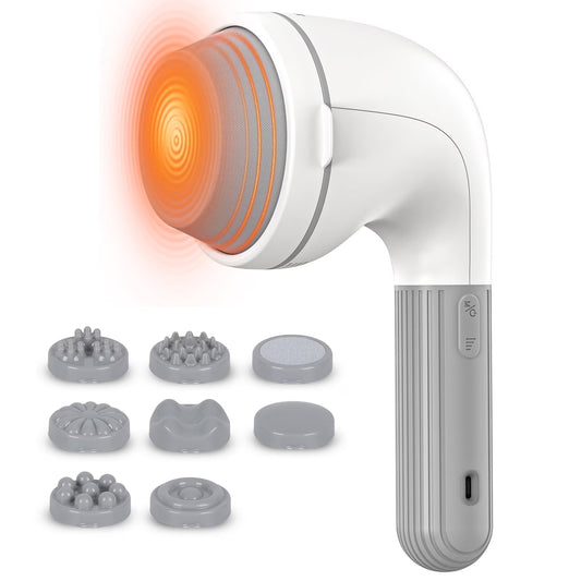 Handheld Neck Back Massager, 8 Massage Heads, 6 Modes for Men & Women, White